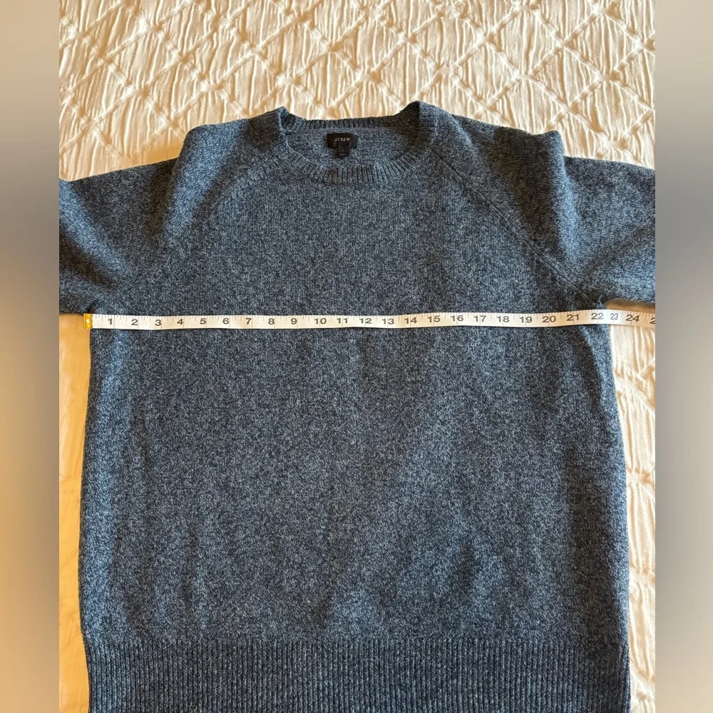 J. Crew Men’s 100% LambsWool Knit Blue Ivory Crew Neck Long Sleeve Sweater Sz L‎